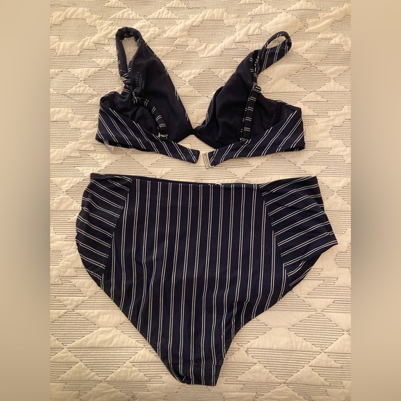 Navy French Stripe High Waisted Bikini by Athleta - Picture 3 of 6